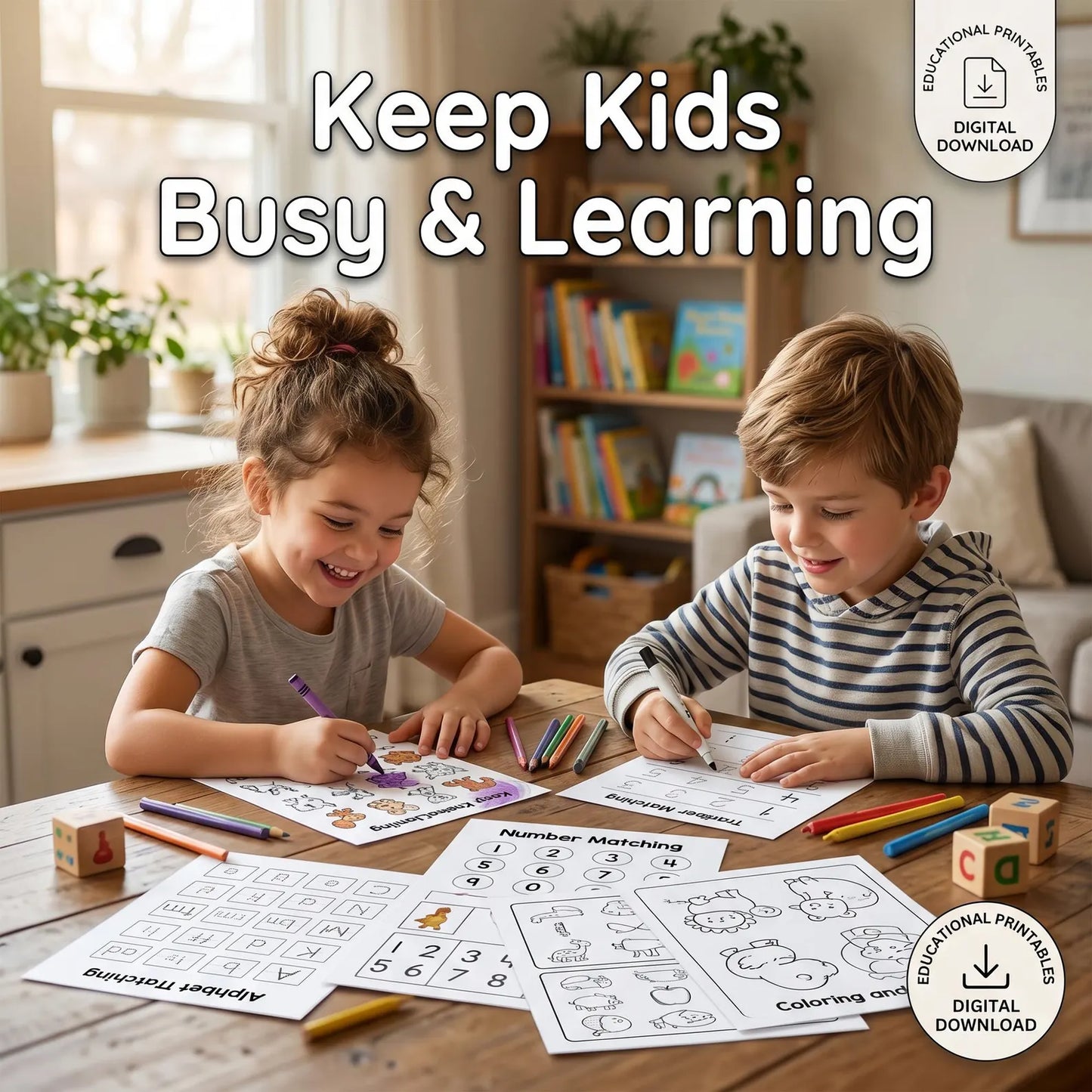Kids Learning Bundle printable pages,coloring book,worksheets, games,number