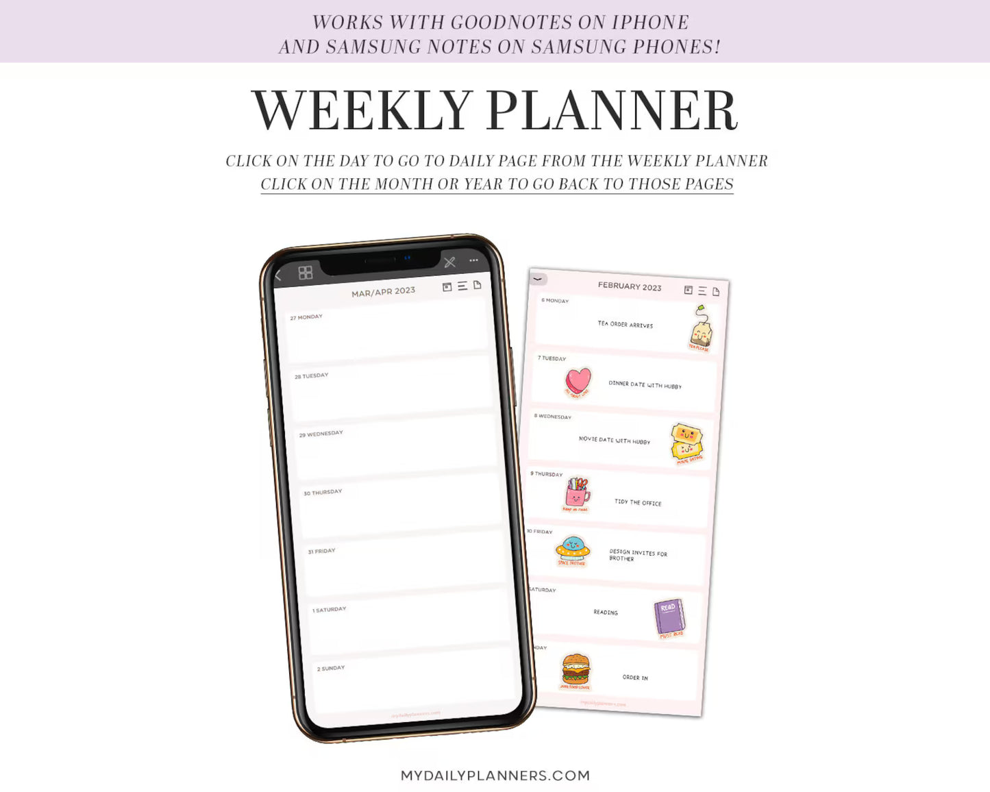 2026/2027 Digital Phone Planners Set for iPhone and Samsung - Goodnotes and Samsung Notes compatible