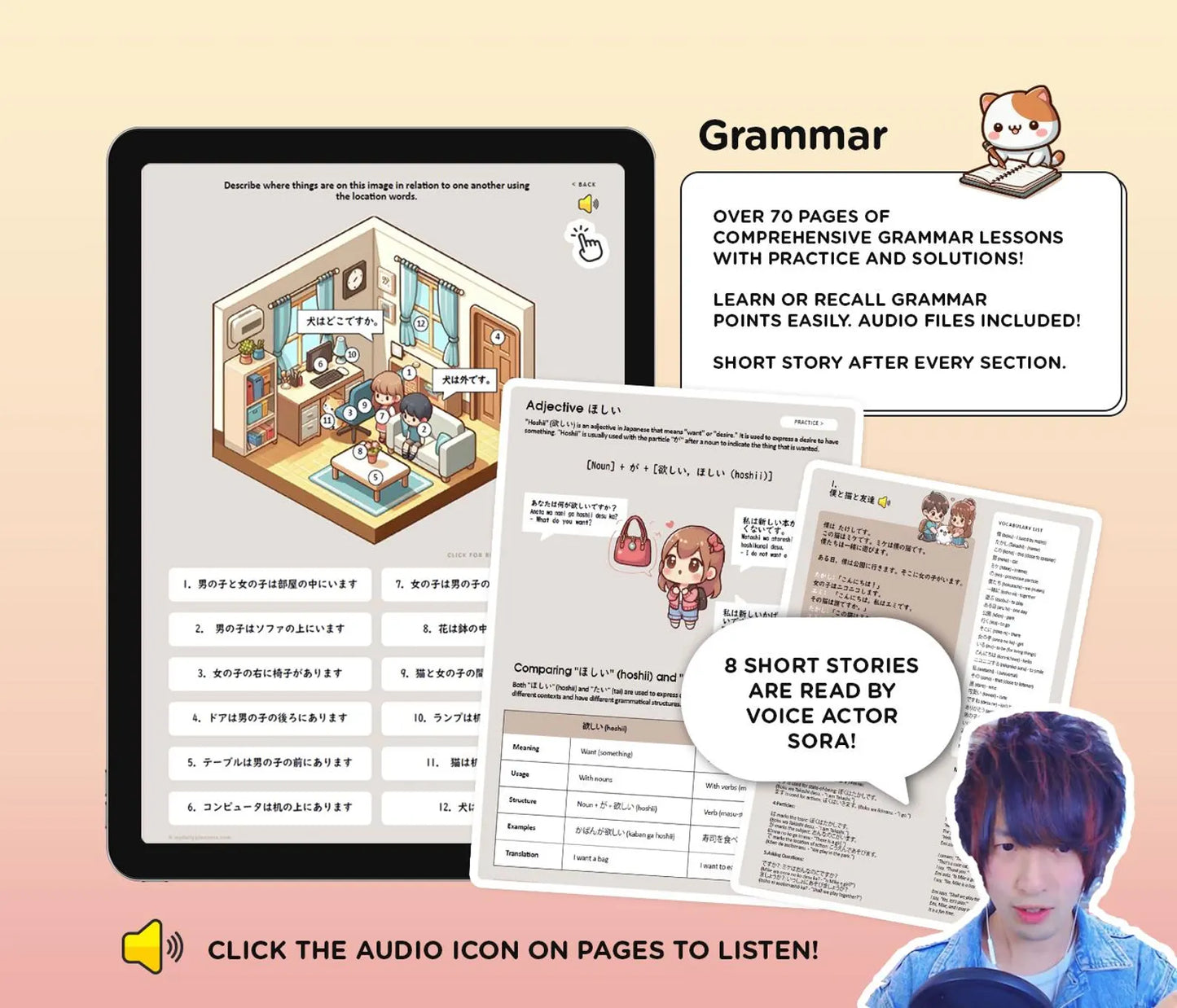 Beginner Japanese Digital Textbook - Learn JLPT N5 Kanji, Hiragana, Katakana, Grammar - for Android and Apple tablets