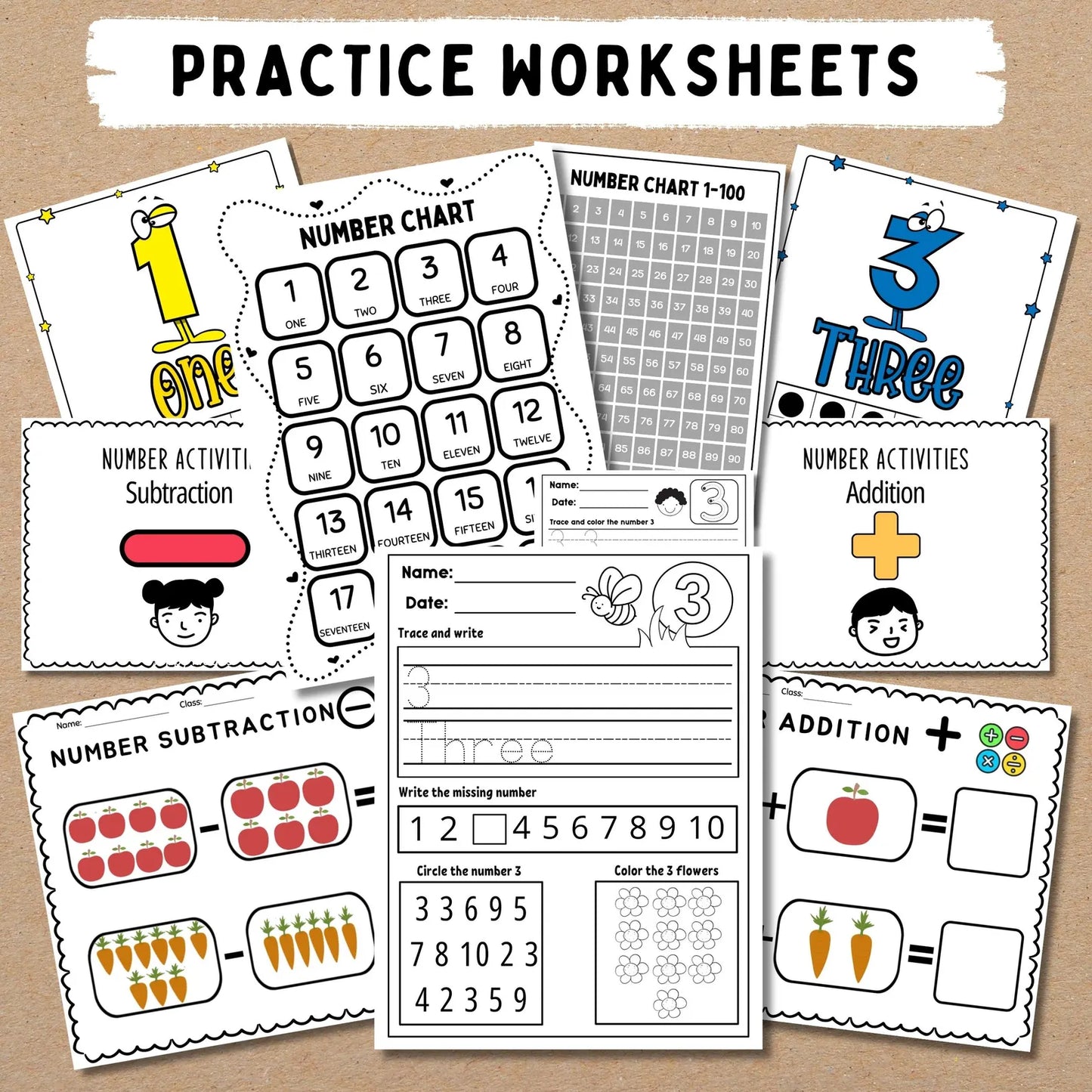 Preschool Kindergarten learning BUNDLE | +600 Pages | PRINTABLE Worksheets | Alphabet, Dot To Dot, Tracing, Coloring, Sight Words