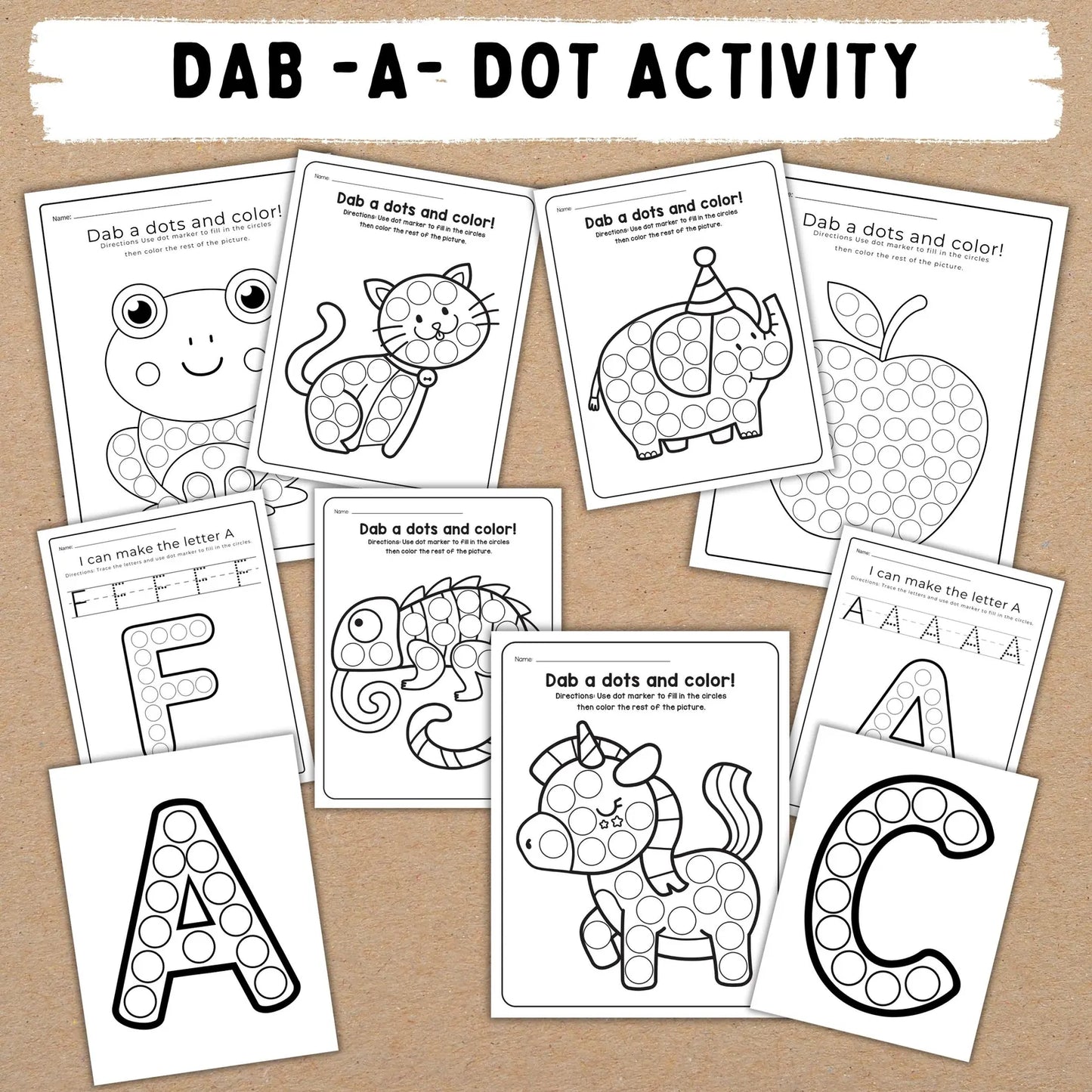 Preschool Kindergarten learning BUNDLE | +600 Pages | PRINTABLE Worksheets | Alphabet, Dot To Dot, Tracing, Coloring, Sight Words