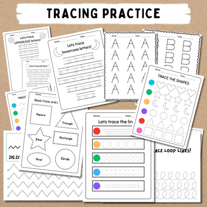 Preschool Kindergarten learning BUNDLE | +600 Pages | PRINTABLE Worksheets | Alphabet, Dot To Dot, Tracing, Coloring, Sight Words