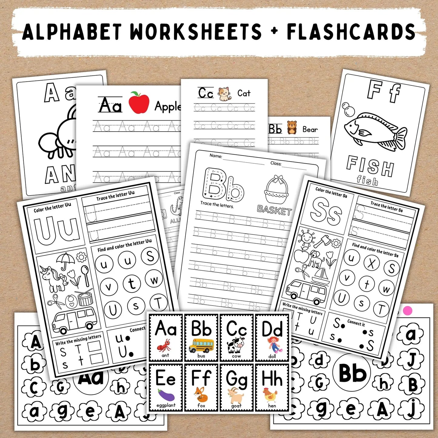 Preschool Kindergarten learning BUNDLE | +600 Pages | PRINTABLE Worksheets | Alphabet, Dot To Dot, Tracing, Coloring, Sight Words