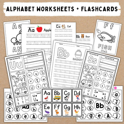 Preschool Kindergarten learning BUNDLE | +600 Pages | PRINTABLE Worksheets | Alphabet, Dot To Dot, Tracing, Coloring, Sight Words